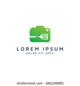 camera and spatula negative space logo design