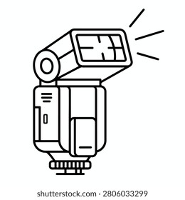Camera Speedlight flash outline icon for photography equipment concept, Speedlight, camera flash, photography, lighting, icon, 