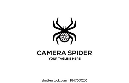 Camera And Spider Vector Logo Design Template