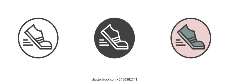 Camera sports mode different style icon set. Line, glyph and filled outline colorful version, camera action capturing outline and filled vector sign. Symbol, logo illustration. Vector graphics