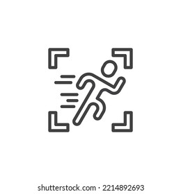 Camera sports mode line icon. linear style sign for mobile concept and web design. Camera action capturing outline vector icon. Symbol, logo illustration. Vector graphics