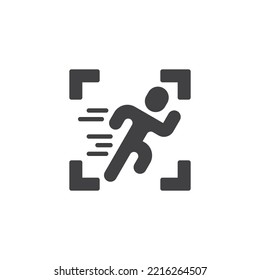 Camera sports mode vector icon. filled flat sign for mobile concept and web design. Camera action capturing glyph icon. Symbol, logo illustration. Vector graphics