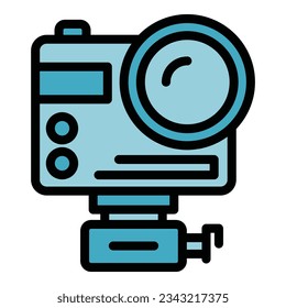 Camera stand icon outline vector. Studio photo. Art session color flat