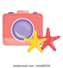 camera with starfish shells