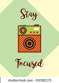 camera stay focused greeting card vector