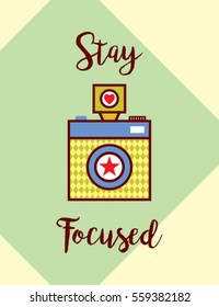 camera stay focused greeting card vector