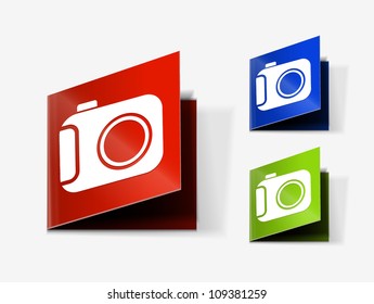 camera  sticker icon, vector design.