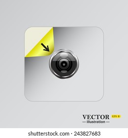camera, sticker  self-adhesive paper. Vector illustration EPS 8