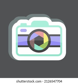 Camera Sticker in trendy isolated on black background