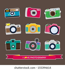  Camera stickers Set - Flat Style