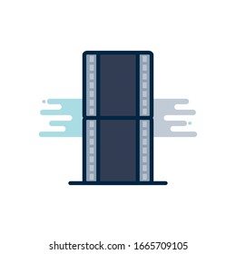 diseño de icono de estilo de bloque de relleno de la línea de la cámara, equipo de tecnología fotográfica, enfoque fotográfico digital y tema electrónico Ilustración vectorial