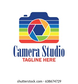 camera studio, shutter, camera store logo with text space for your slogan / tag line, vector illustration