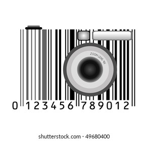 camera stylized with bar-code