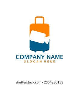 Camera with Suitcase logo design vector. Suitcase logo design template concept