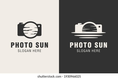 Camera and sun logo template suitable for travel companies