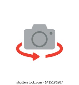 Camera switch vector icon. filled flat sign for mobile concept and web design. Rotate photo camera mode simple solid icon. photo camera sign icon. Change front to back. - Vector
