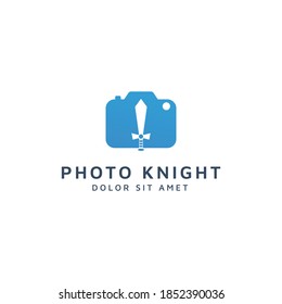 camera and sword negative space logo design
