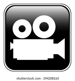 Camera symbol button on white background. Vector illustration.