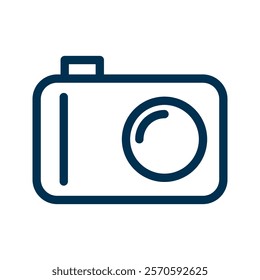 Camera symbol with button  representing photography or recording, commonly used for media and technology purp