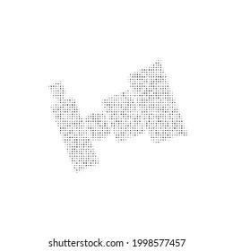 El símbolo de la cámara está lleno de puntos negros. Estilo de puntillismo. Ilustración del vector sobre fondo blanco