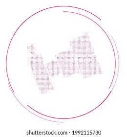 The camera symbol filled with pink dots. Pointillism style. Vector illustration on white background