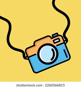 camera symbol logo sign on yellow background 