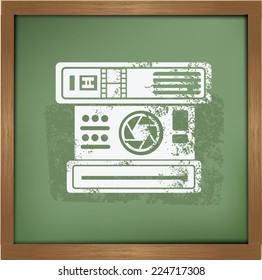Camera symbol on background background, vector