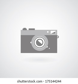 camera symbol on gray background 