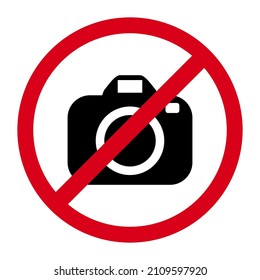 camera symbol in red prohibitory sign isolated on a white background