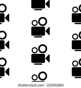 Camera symbol seamless pattern on white background. Vector illustration.