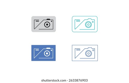 Camera Symbols Design. The left icon includes concentric circles with a solid dot representing the lens, while the right icon offers a reversed contrast for stylistic variation.