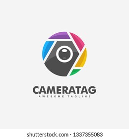 Camera Tag Concept illustration vector Design template. Suitable for Creative Industry, Multimedia, entertainment, Educations, Shop, and any related business