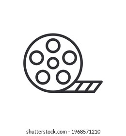 camera tape icon illustration. Film reel icon, cinematography and photography tape strip. film reel icon in line style. Film reel icon vector. Linear style sign for mobile concept and web design.