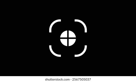 Camera target icon camera photo snapshot capture photograph on black background.