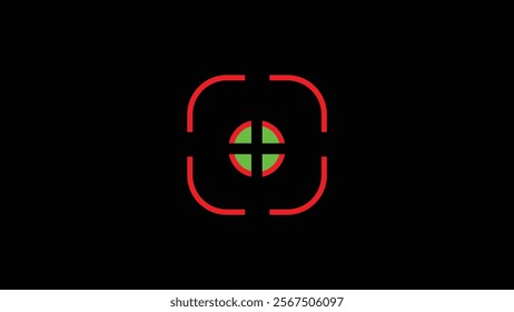 Camera target icon camera photo snapshot capture photograph on black background.