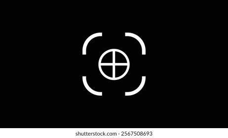 Camera target icon camera photo snapshot capture photograph on black background.