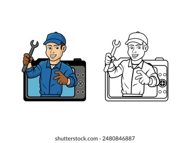 Camera Technician Character Design Illustration vector eps format , suitable for your design needs, logo, illustration, animation, etc.