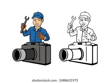 Camera Technician Character Design Illustration vector eps format suitable for your design needs logo illustration animation etc