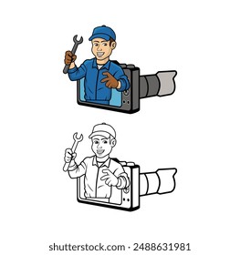 Camera Technician Character Design Illustration vector eps format suitable for your design needs logo illustration animation etc