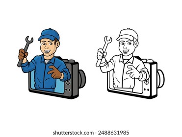 Camera Technician Character Design Illustration vector eps format suitable for your design needs logo illustration animation etc