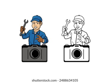 Camera Technician Character Design Illustration vector eps format suitable for your design needs logo illustration animation etc