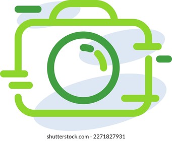 Camera technology icon with green outline style. Concept, digital, data, abstract, network, internet, tech. Vector Illustration