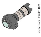 Camera with a telephoto lens for bird wildlife photography