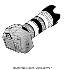 Camera with a telephoto lens for bird wildlife photography	
