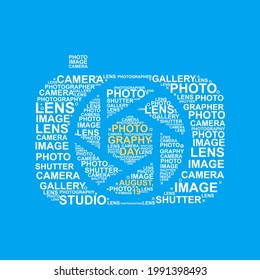 Camera text typoraphy illustration. Easy to edit with vector file. Can use for your creative content. Especially about photography day campaign.