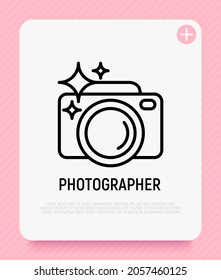 Kamera dünne Linie Symbol für Fotografen Logo. Einfache Vektorgrafik.