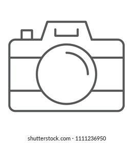 Camera thin line icon, travel and tourism, photo sign vector graphics, a linear pattern on a white background, eps 10.