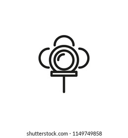 Camera three hundred and sixty degree line icon. Shooting, equipment, device. Video concept. Vector illustration can be used for topics like cinematography, perspective, surveillance