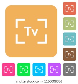 Camera time value mode flat icons on rounded square vivid color backgrounds.