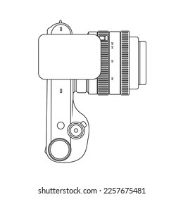 Camera Top View Outline Icon Illustration on Isolated White Background